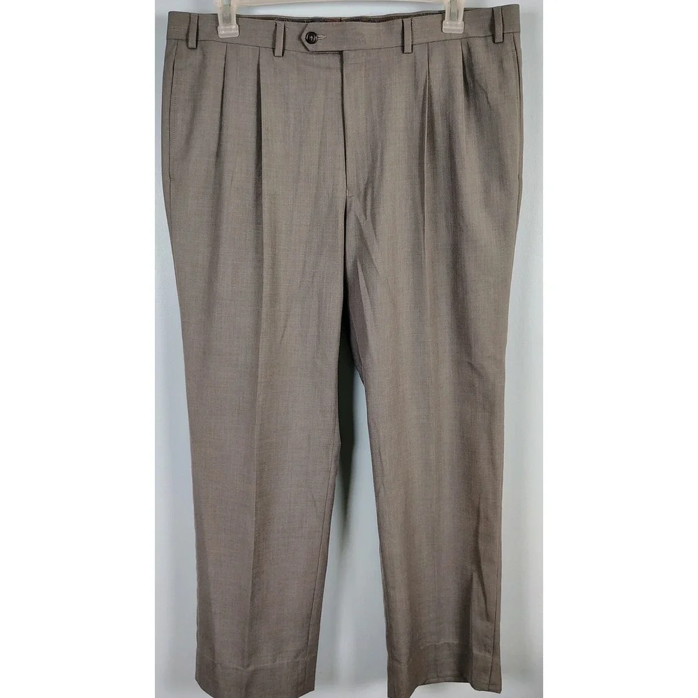 Lauren Ralph Lauren Mens 38x32 Pleated Dress Pants Brown Preppy old money